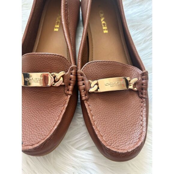 Coach Womens Olive Leather Pebble Gran Loafer Slip On Flats Shoes Size 8 B - Picture 5 of 5